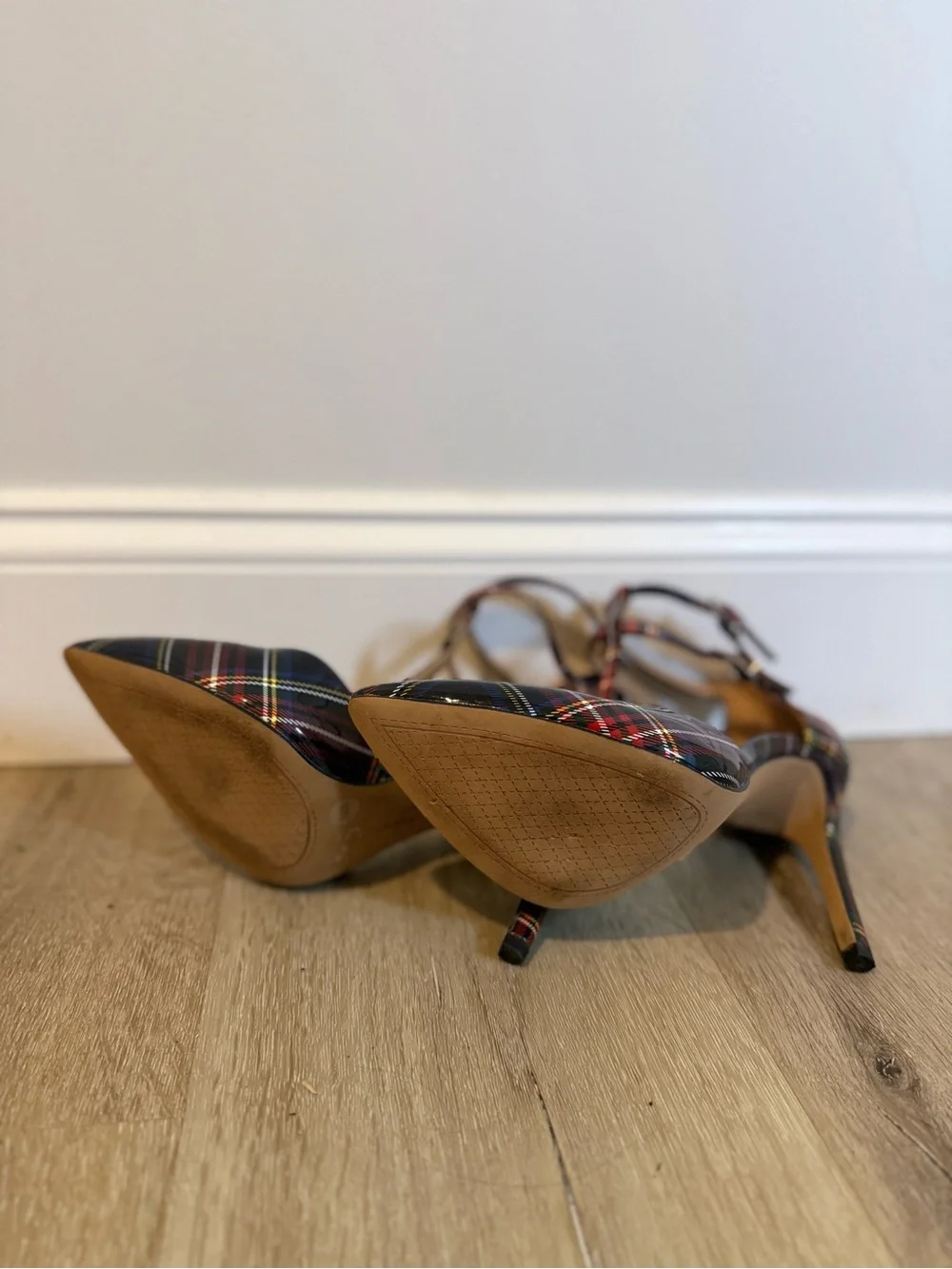Jessica Simpson Pyllah Plaid High T-Strap Pumps.